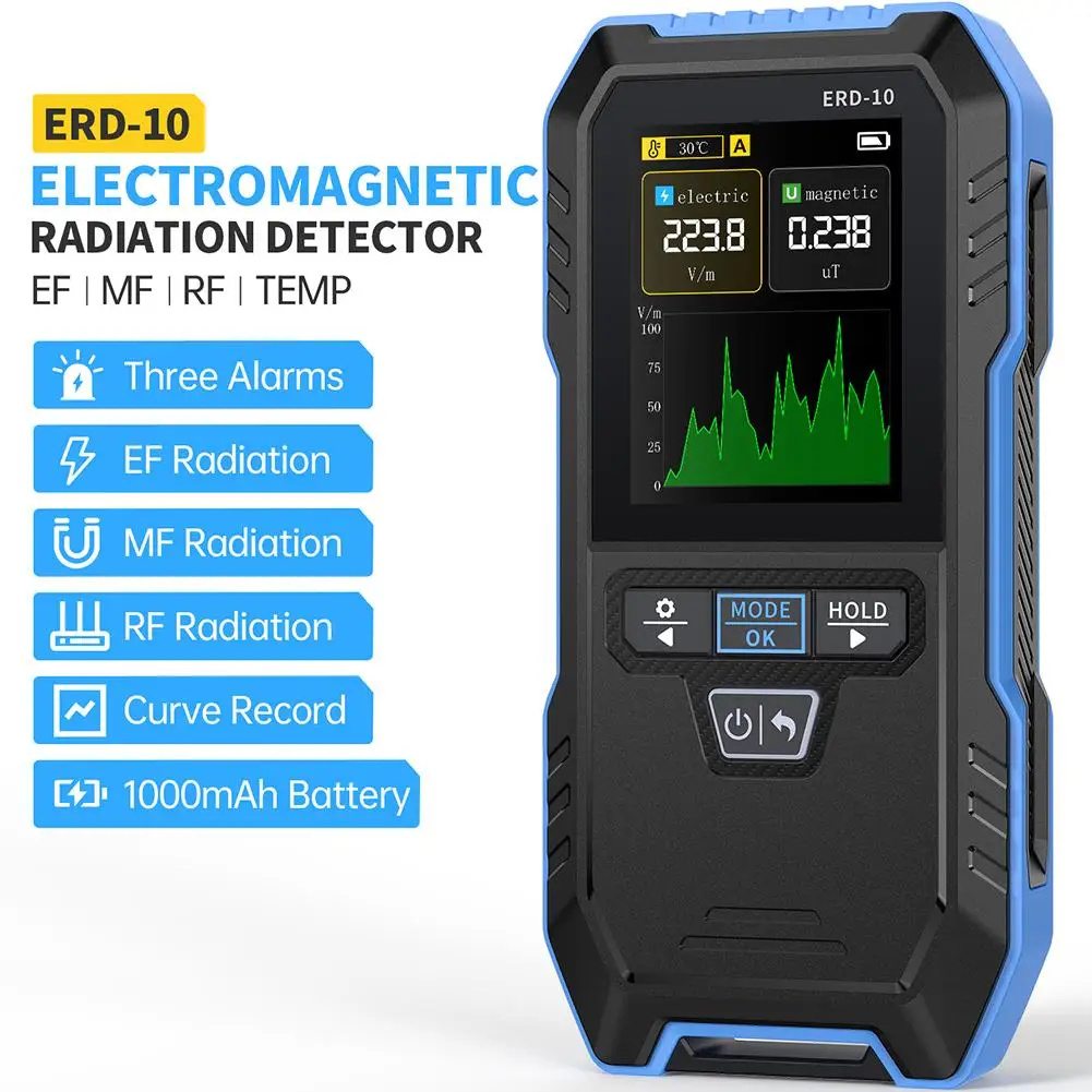 

For FNIRSI ERD-10 4-IN-1 Electromagnetic Radiation Detector, Electric & Magnetic Field Strength, RF Power, Temperature Monitor