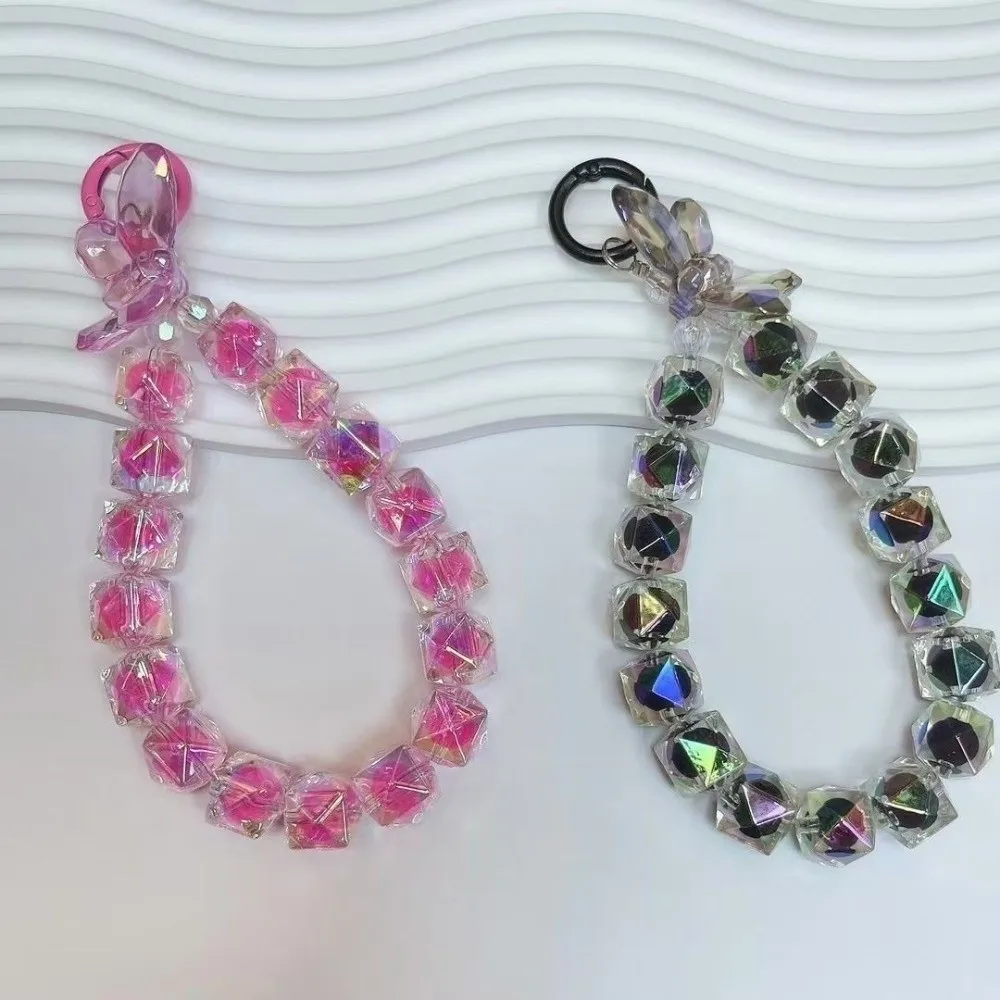 

Подарочный брелок-цепочка для телефона с бабочками, сверкающими стразами, защитой от потери, портативный, с кристаллическими бусинами, на запястье, для сумки, разноцветный, с бусинами, подвесной