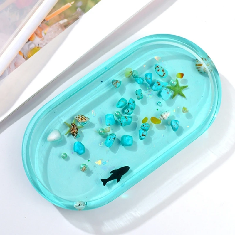 DIY Tray Resin Mould Craft Oval Rectangular Plate Dish Ashtray Mould for Resin Epoxy Mould for Office Home Decor Supply