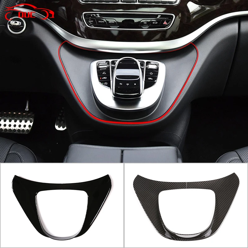 

ABS Carbon Fiber Car Center Console Multimedia Button Panel Outer Frame Cover Trim For Mercedes Benz V Class V250 V260 2015-2020