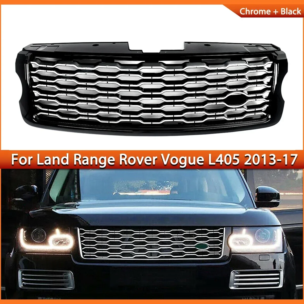 

Chrome Black Car Front Bumper Grille for Land Rover Range Rover Vogue L405 2013 2014 2015 2016 2017 Car Accessories LR055880