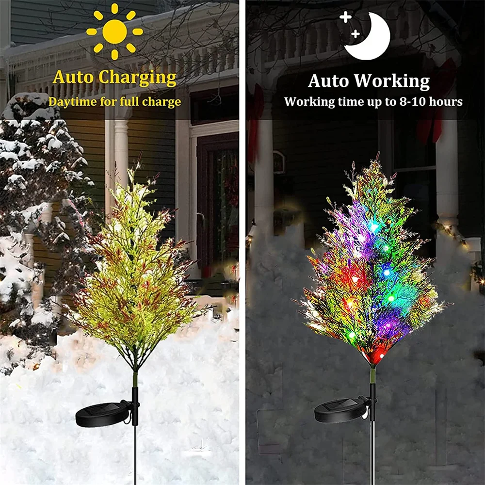 1/2/4/6 pces luz solar do pinheiro de natal ao ar livre ip65 à prova dwaterproof água jardim decoração de natal lâmpada pinho para o caminho do