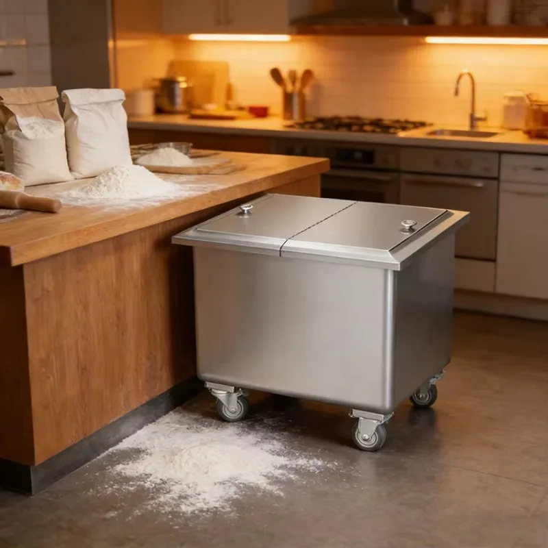 Commercial Stainless Steel Rice and Flour Bucket Storage Inox Cupboard Cabinet for Restaurant & Lab Supplies