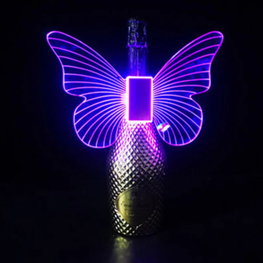 Creative Butteryfly Wing Bar Champagne Bottle Led Strobe Baton Rechargeable Wine Bottle Service Sparkler For Nightclub KTV Decor