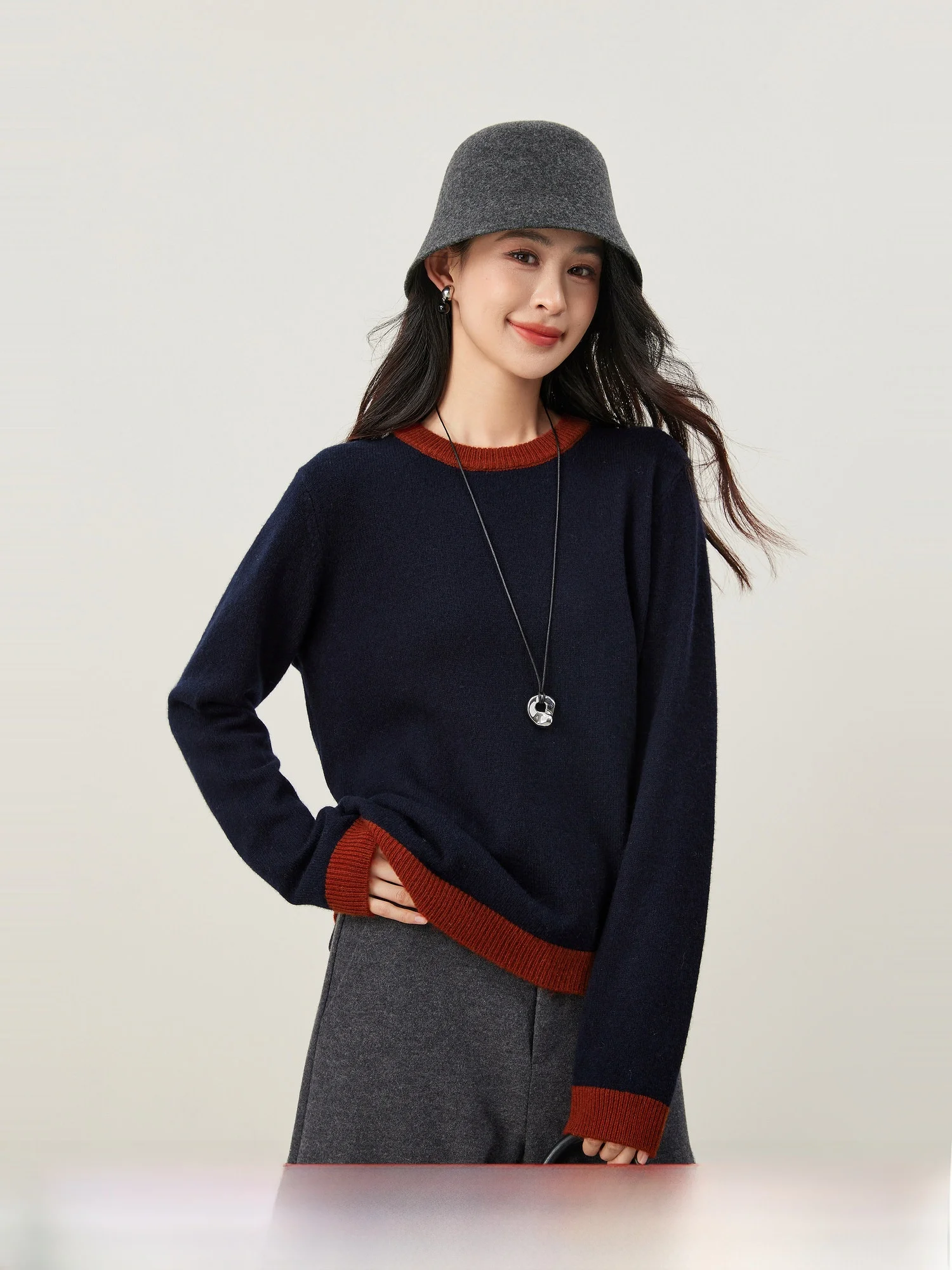 

Женский длинный свитер Mijia из высококачественной базовой трикотажной ткани, 100% шерсть, круглый вырез, однотонный, элегантный...