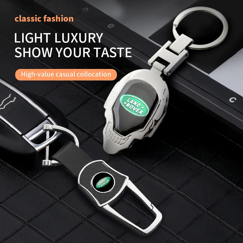 3D Metal/Leather Car Keychain Key Chain Ring Car Key Holder Accessories For Land Rover Evoque 4 Sport Range Rover X99 Discovery