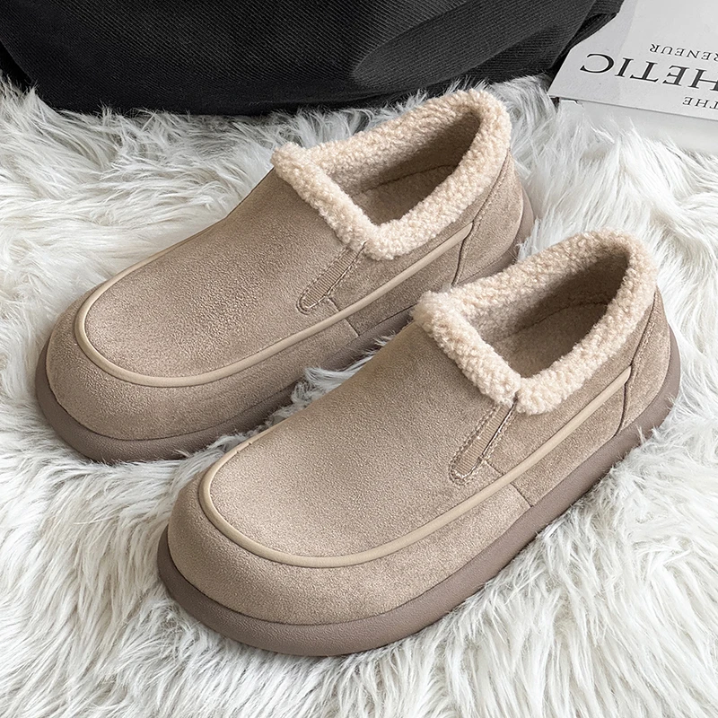 New Winter Boken Men Cotton Shoes with High-end Texture Simple Anti Slip Warm  Casual Suitable for Daily Commuting