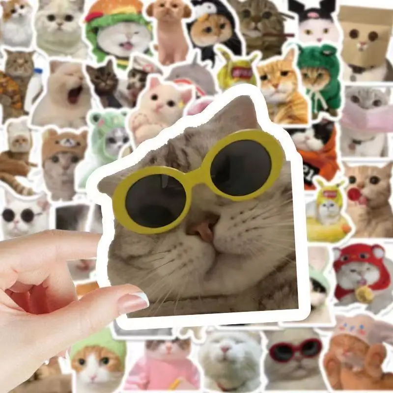 10/100 Buah Stiker Hewan MEME Kucing Lucu Lucu Stiker Kawaii Scrapbooking Notebook Bagasi Laptop Stiker Skateboard