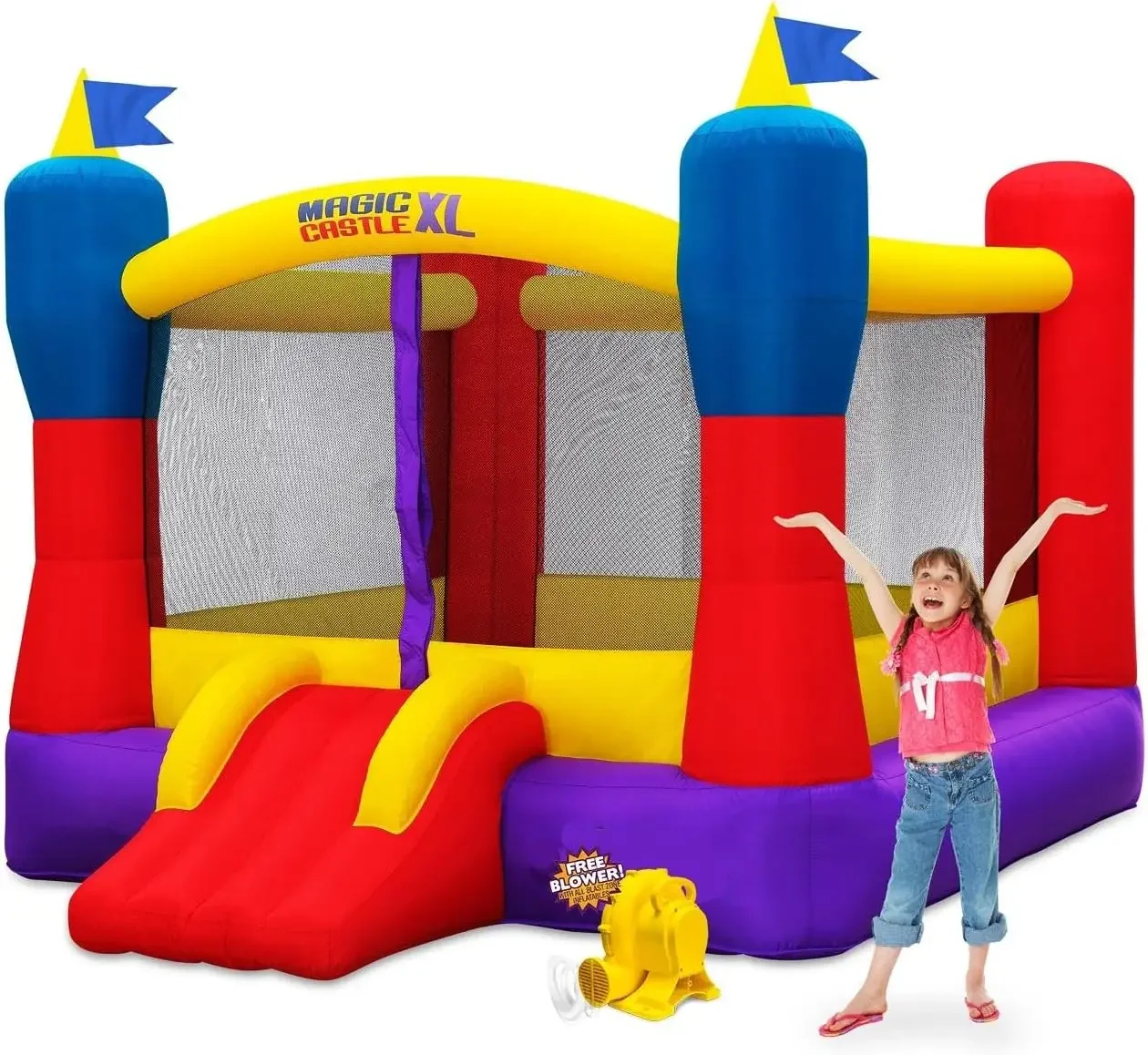 Blast Zone Magic Castle XL10 Inflatable Bouncer with Blower Premium Quality Large Holds 5 Kids Fast Setup