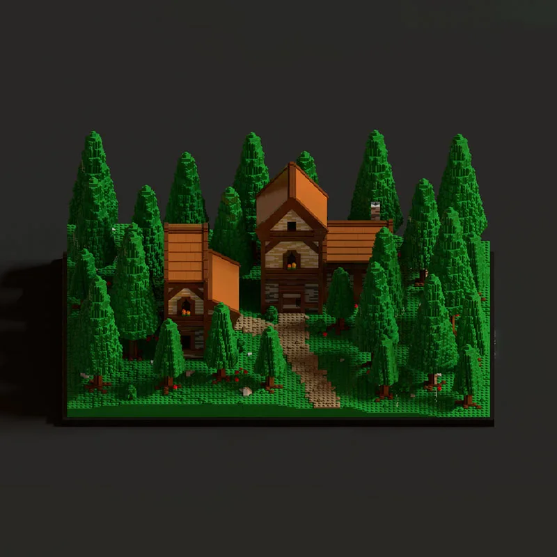 Exquisito nuevo producto, modelo de bloques de construcción MOC, villa forestal, casa de madera, tecnología, juguete modular para niños, conjunto de montaje DIY