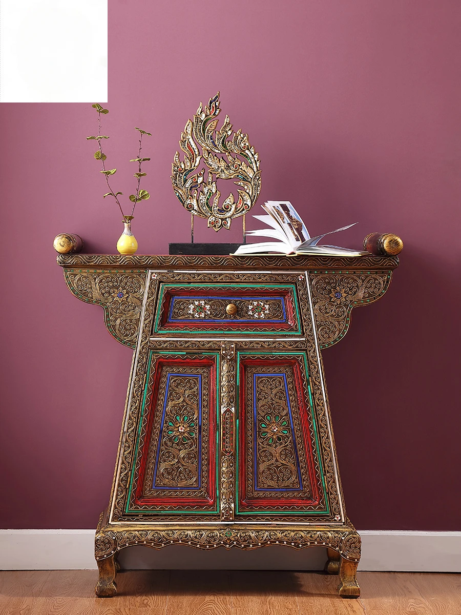 Thailand househol Entrance Cabinet Thai Decorative Cabinet Carved Living Room Entrance Table Southeast Asian Style Furniture