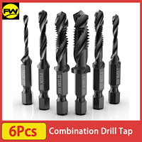 6Pcs Heavy-Duty Drill Tap & Tap Bit Set, 3-in-1 M3-M10 Metric (1/4\