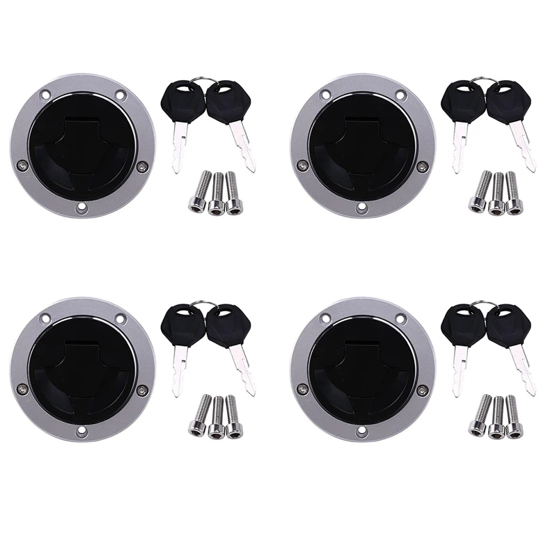 

4X Motorcycle Fuel Gas Tank Cap Cover Key Lock For Kawasaki Z800 Z750R ZX-14 KLE650 Z1000 Z750