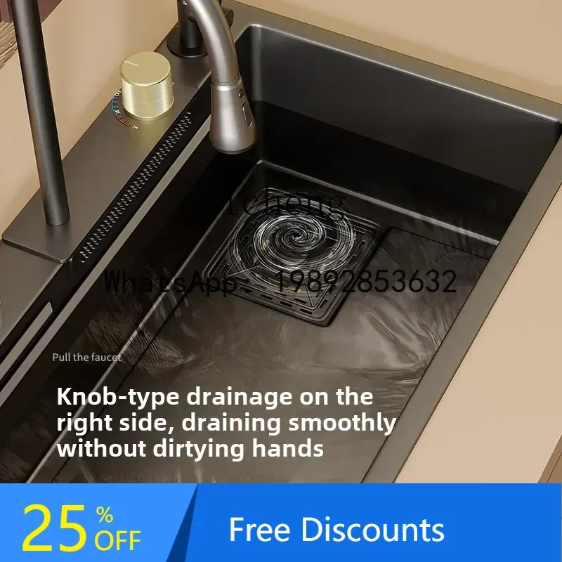 

LYY kitchen large single slot nano stainless steel 304 pulling faucet household dishwasher
