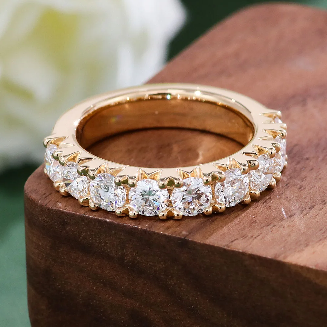 

Обручальные кольца Provence 10K14K18KGold DEF/VS Lab Grown Diamonds Кольца для женщин с половиной полосы Классический палец Персонализированный заказ