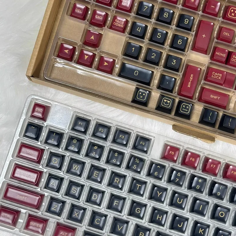 Red Warrior Keycaps Original SA/Cherry Profile PBT Double-Shot Keycap for Mechanical Keyboard Complete Set of 7U Split Space Bar