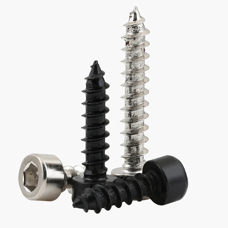 304 Stainless Steel/ Black Carbon Steel Hex Hexagon Socket Cap Head Self Tapping Screw Allen Head Screw M2 M2.6 M3 M3.5 M4 M5