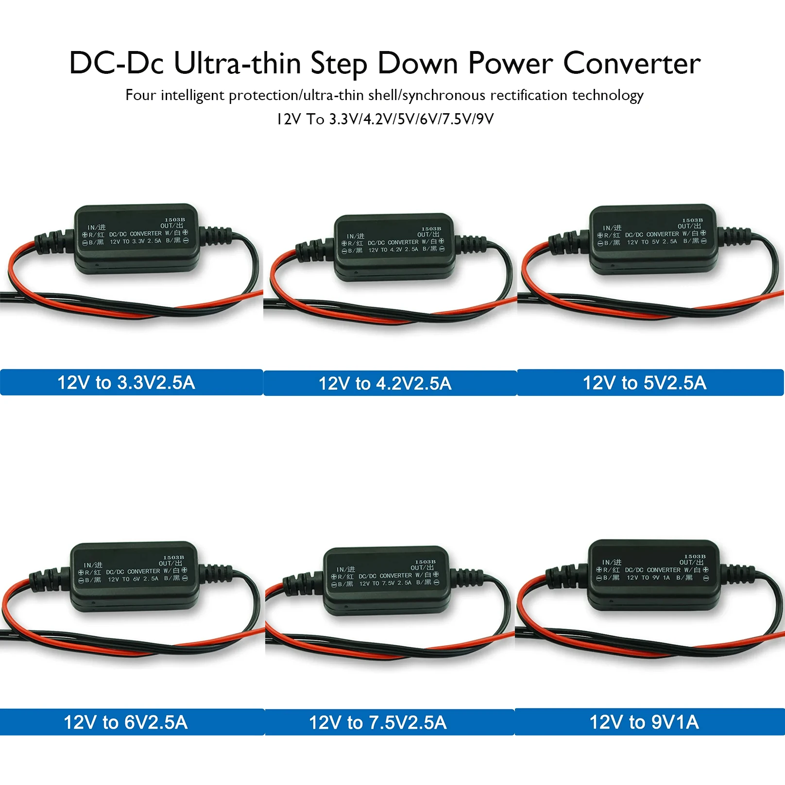 

2.5A DC-DC Buck Converter Module 12V Input Step-Down Voltage Regulator Non-Isolated Power Supply for Car 3.3V-9V Output