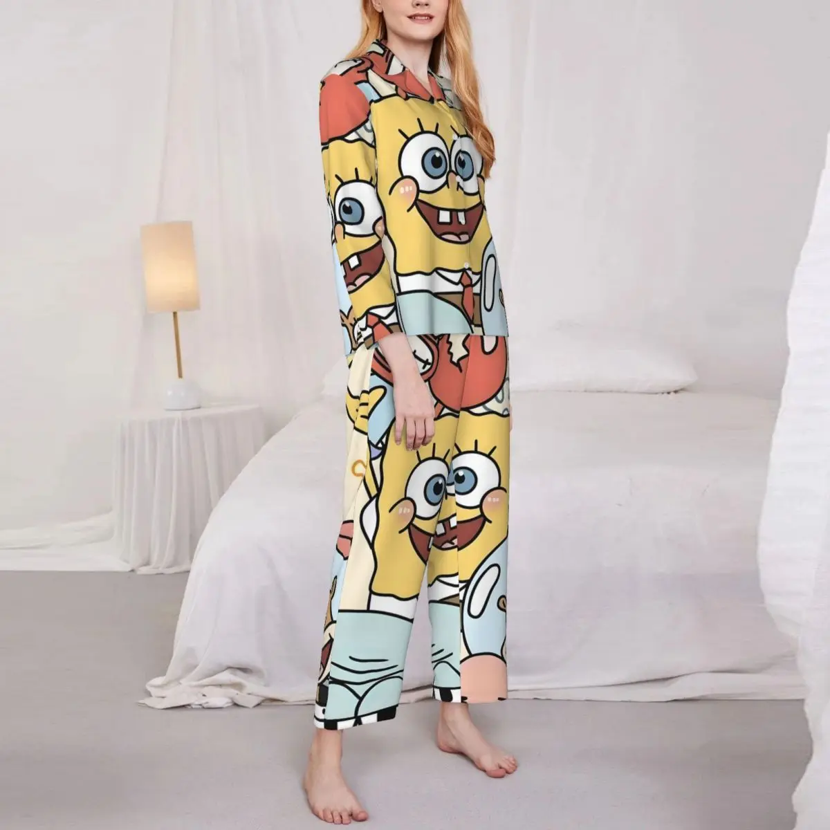 Sponge-Bob Women Pajamas 2 Pieces Set Loungewear pyjama pour femme