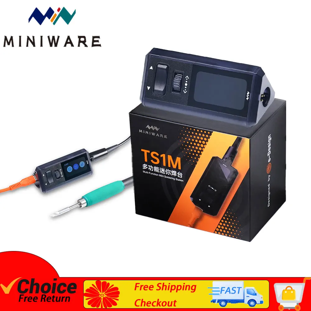 محطة لحام صغيرة من MINIWARE TS1M: PD 3.1 28V 140W متوافقة مع مقبض T245 ومكواة لحام رقمية محمولة C210 Repai