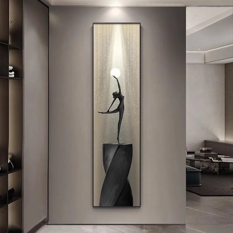 

Modern Ballet Canvas Poster Abstract Dancer Light Ball Painting Entryway Wall Decor Elegant Minimalist Home Picture Print