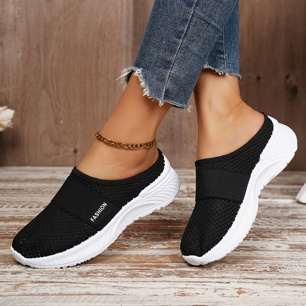 Women's Casual Slip-On Sneakers Breathable Fabric Lightweight PVC Sole Machine Washable Cleanable All-Season Comfort Shoes image 5