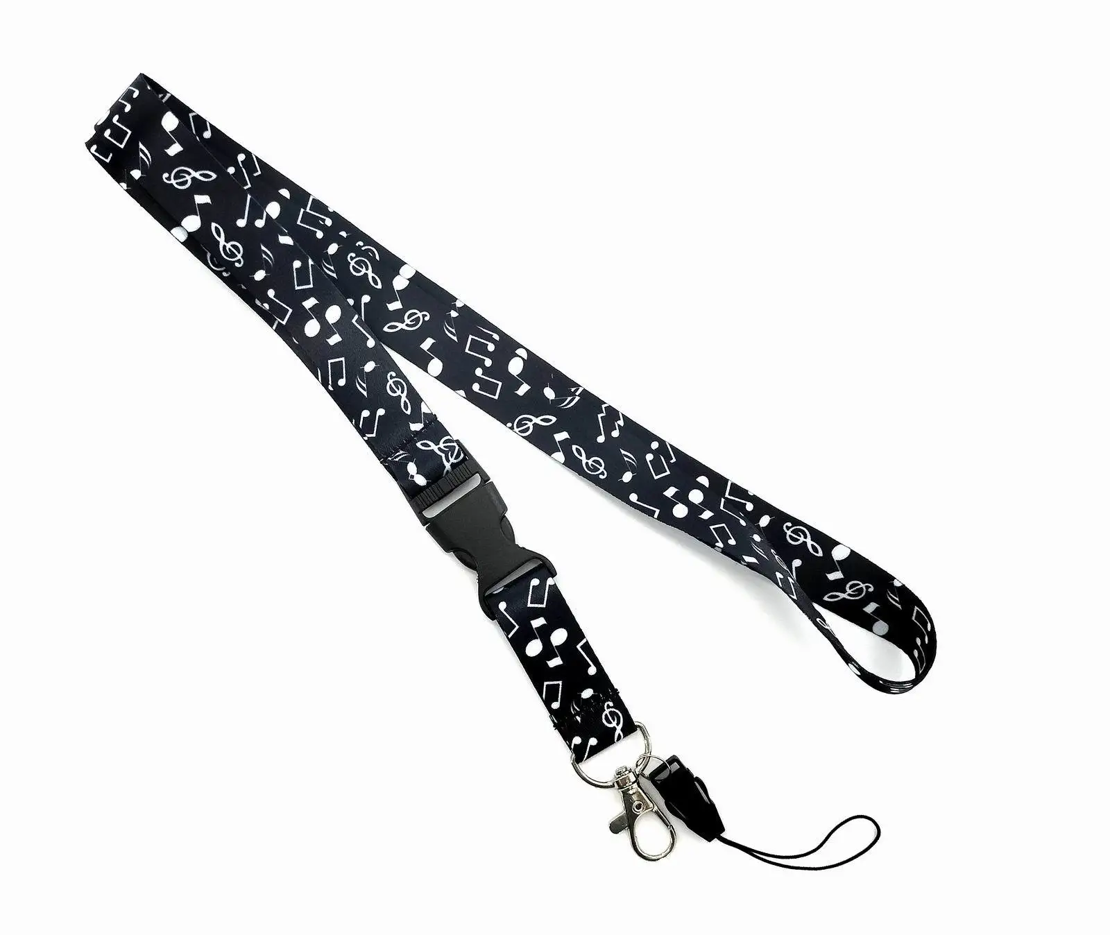 Fotografia 3: Cordão de pescoço com desenho de nota musical e chaveiro, suporte destacável para crachá e celular, acessórios para telefone ﻿