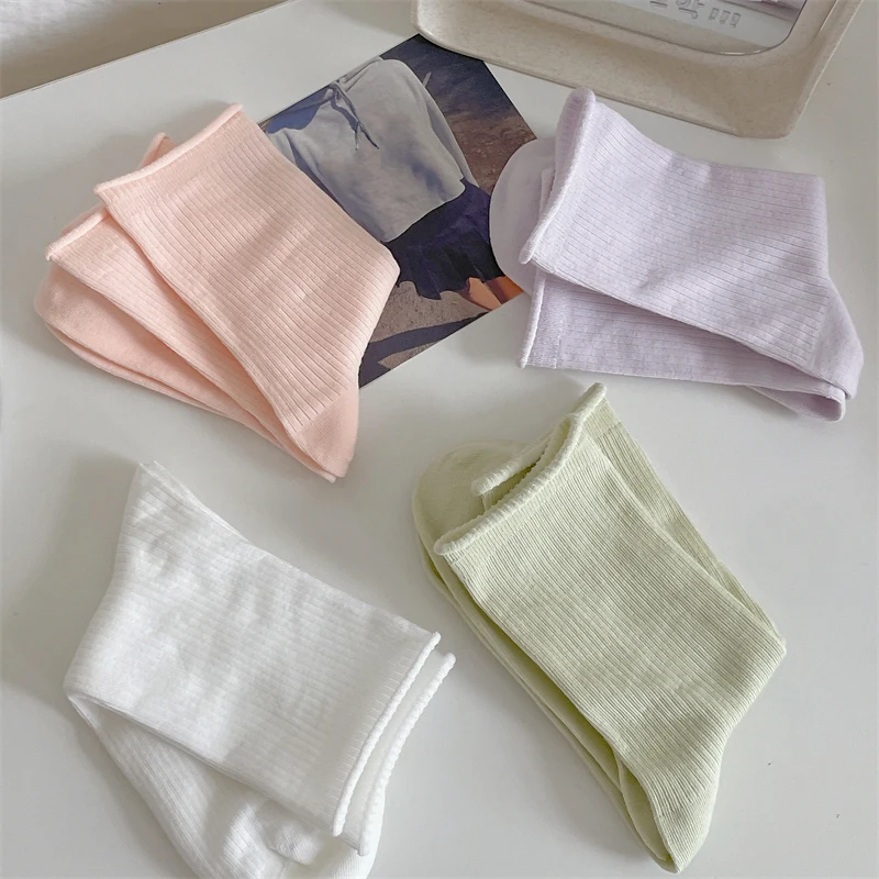Women\'s Socks Short New Summer Trendy Simple Spring Summer Ladies Thin Socks Breathable Candy Color Casual Basic Crew Socks Soft