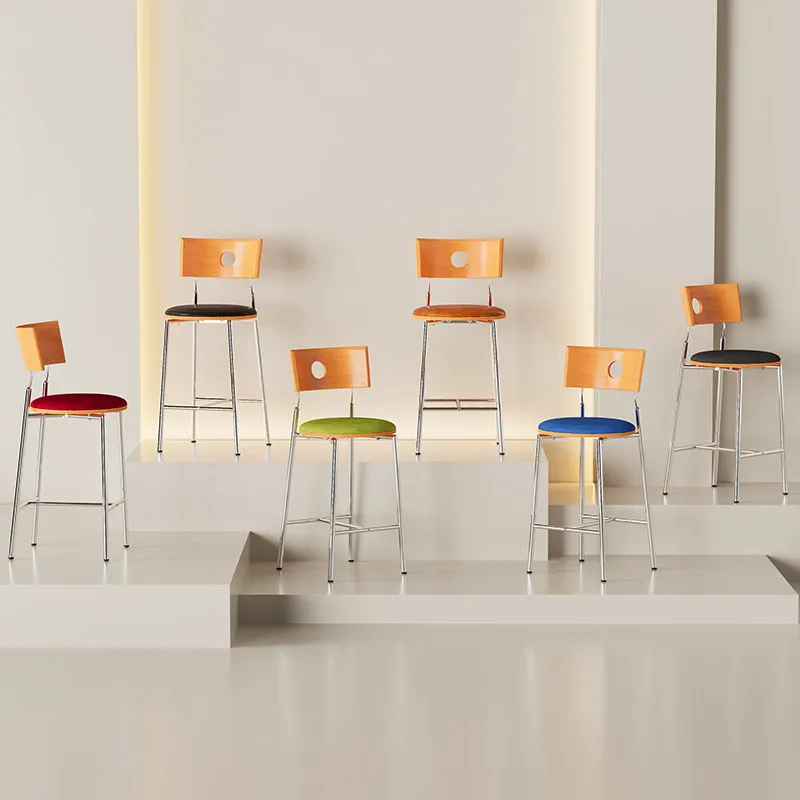 Balcony Modern Barstools Long Restaurant Comfortable Aesthetic Leather Design Bar Chairs Metal Relaxing Cadeira Home Furniture