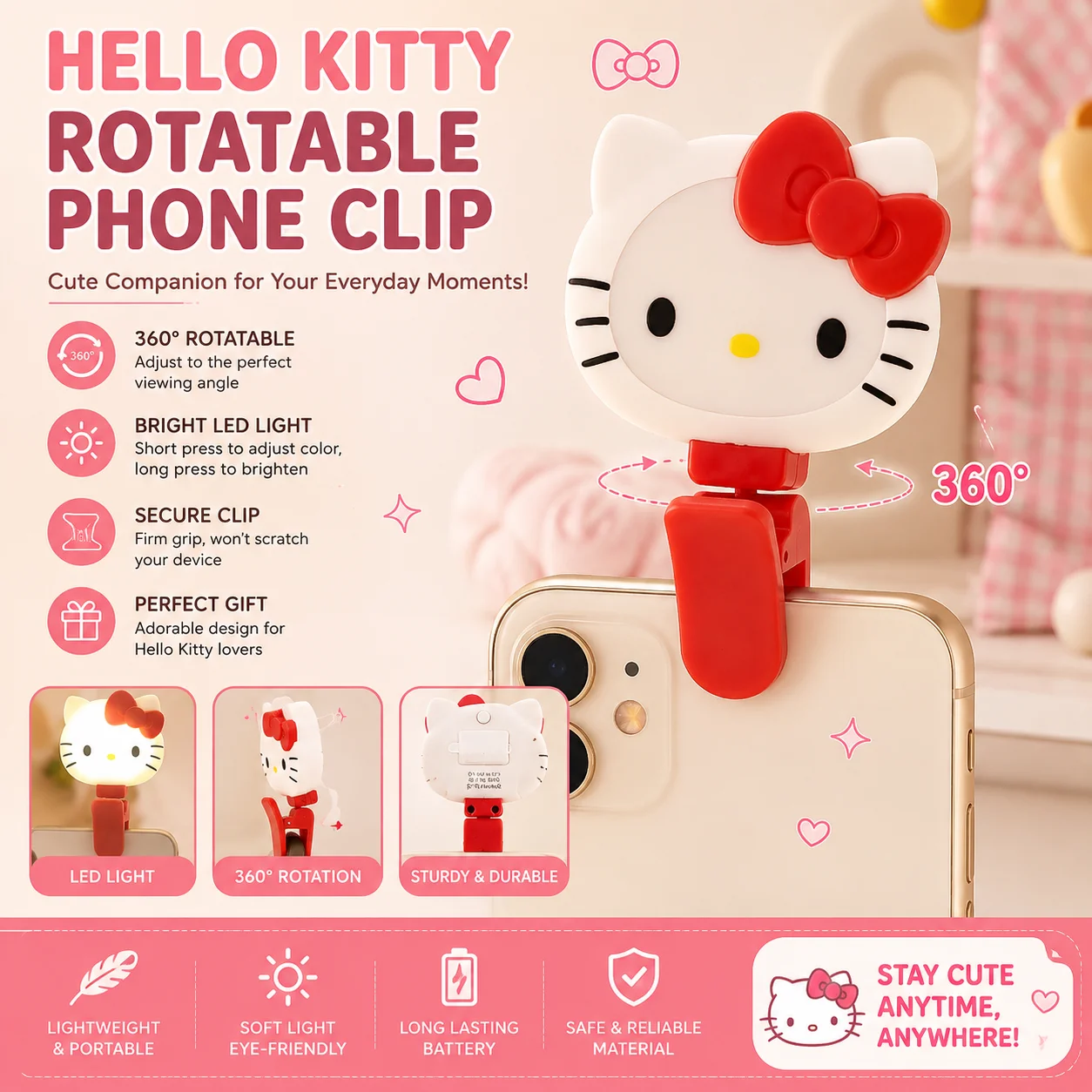 Good Lighting In Photography - Lampu Selfie Clip-on Hello Kitty yang