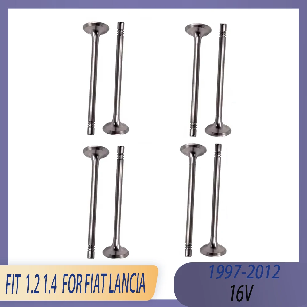 Engine Parts 8x Intake & 8x Exhaust Valve Kit Fit 1.2 1.4 L Gas 97-12 16v For FIAT 500L BRAVA BRAVO DOBLO IDEA MAREA LANCIA MUSA