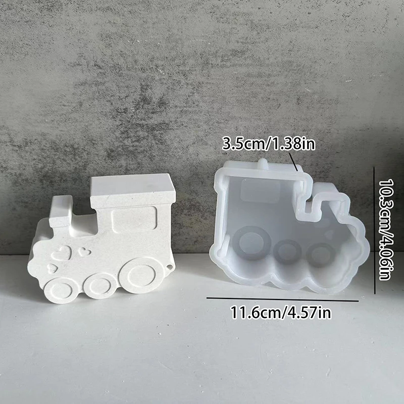 3D Train Candlestick Silicone Mold DIY Cute Train Candle Holder Plug-in Creative Home Tabletop Decoration Plaster Drop Glue Mold