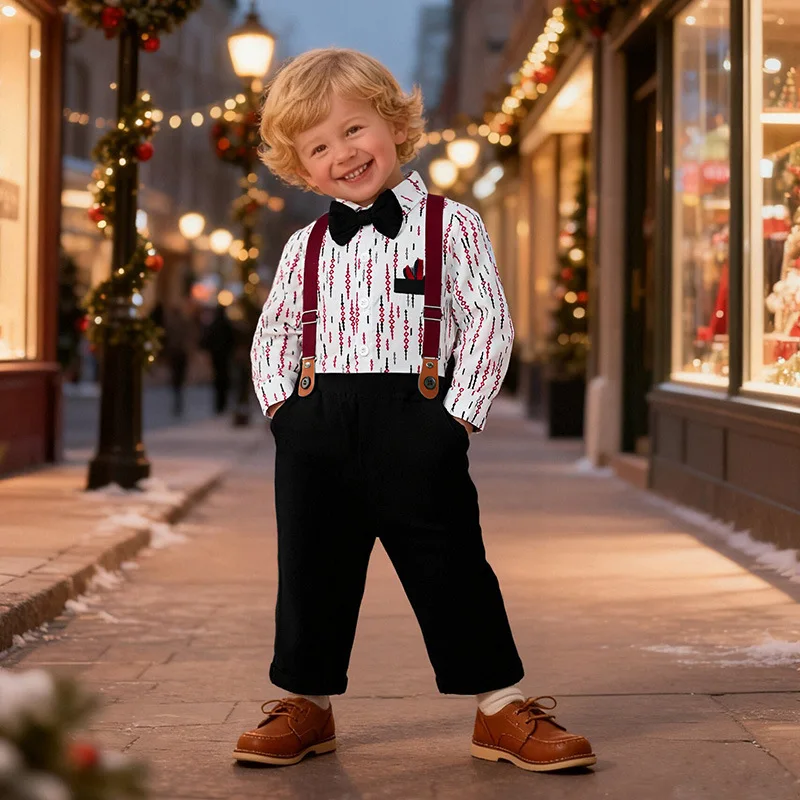 

Костюм для мальчиков в британском стиле: комплект из 2 предметов с подтяжками для первого дня рождения, свадьбы, торжественных мероприятий, выступлений