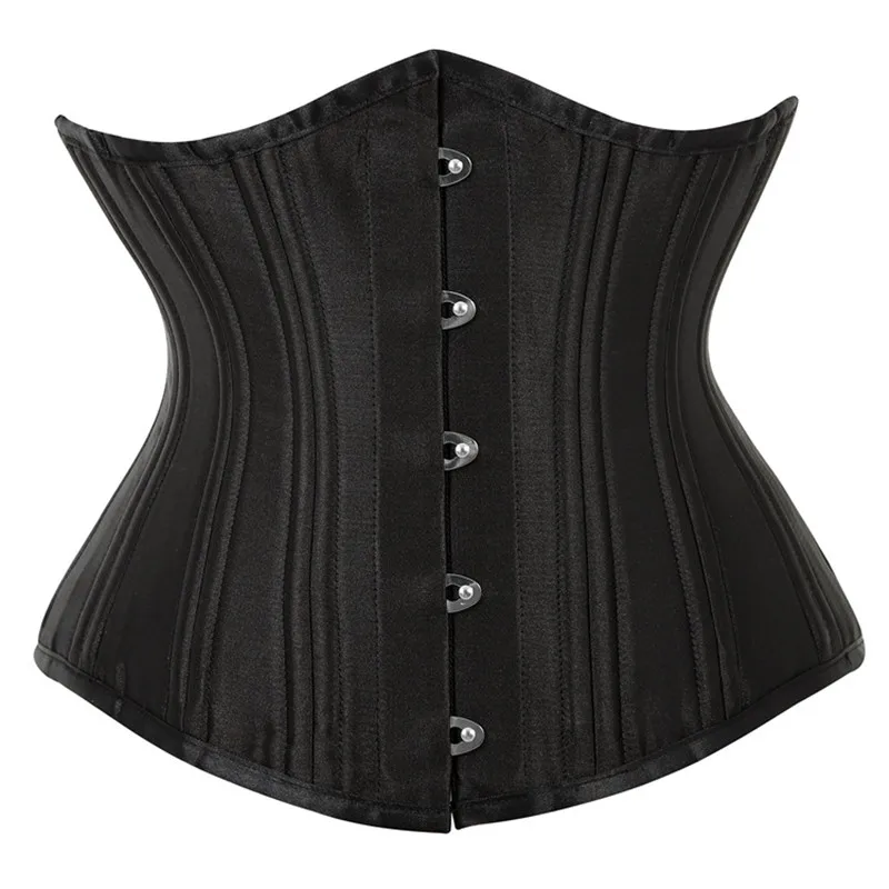 Corset & Bustier Satin Underbust Top Sexy Women Waist Cincher 26 Steel Boned Corset Gothic Lingerie Shape Body Belt Plus Size