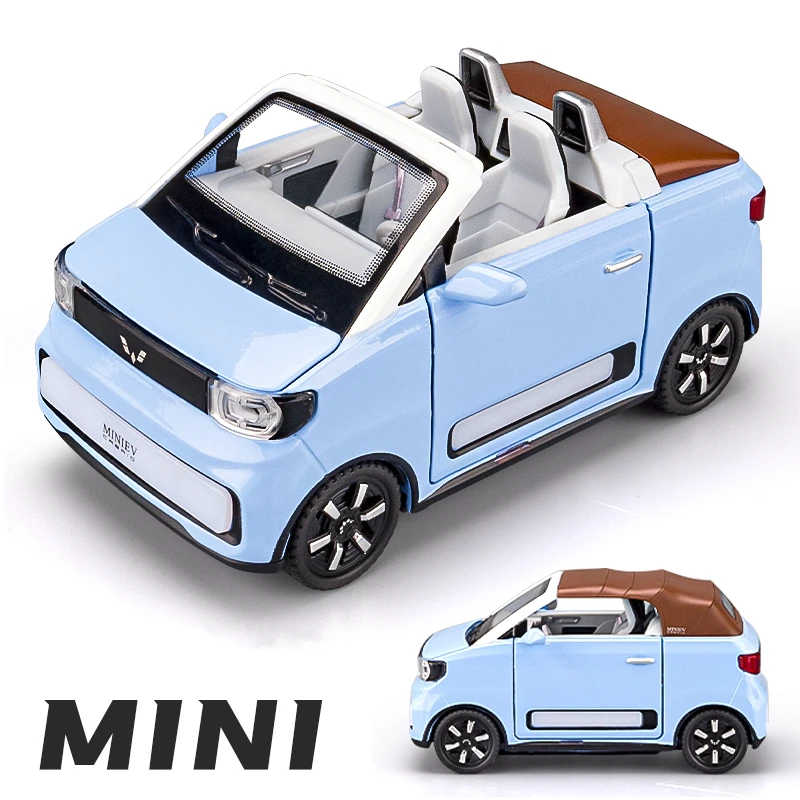 

1:24 Wuling MINI EV Alloy New Energy Car Model Diecast Metal Toy Vehicles Car Model With Charging Pile Sound and Light Kids Gift