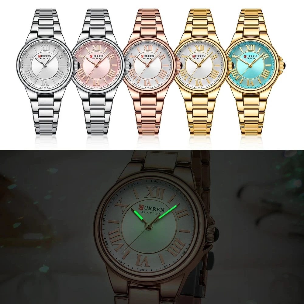 CURREN 9091 Women's Quartz Watch Fashion Simple Elegant Rose Gold Analog Display Steel Strap  Wristwatch for Ladies Clock Gift image 5
