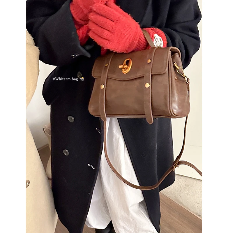 Retro Large Capacity Crossbody Bag For Women 2024 Fashion Portable Small Square Bags Textured Versatile Commuter Shoulder Pack