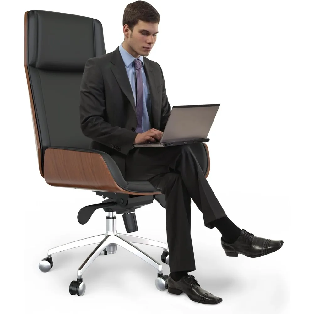 كرسي تنفيذي دوار فاخر مع ارتفاع قابل للتعديل، مقعد عريض من جلد البولي يوريثان، كرسي مكتب حديث وعتيق عالي الظهر #6