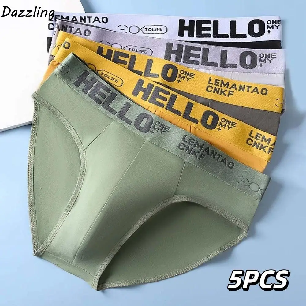 

5PCS Simple Low Waist Men Thin Panties Male Lingerie Elastic Underwear for Men Briefs Letter Underpants Male