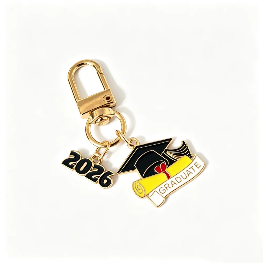5 Designs Schlüsselanhänger mit Abschlusskappe, Metall-Diplom-Anhänger, Karabiner-Schlüsselring, Abschlussgeschenke für Schüler und Studenten – Detail 6