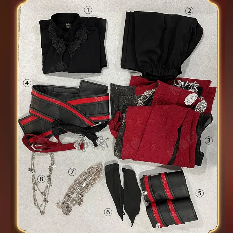 Hua Cheng Cosplay Costumes Heaven Official's Bless Suits Wig Blakc and Red Outfits Hanfu Full Set Tian Guan Ci Fu For Adults Men