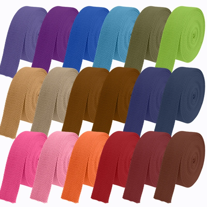 8M 2mm Thick Cotton Webbing 20/25/32/38/50mm Belt Webbings Tape Dog Collar Canvas Ribbon Strap By The Meter Clothes Sewing Braid