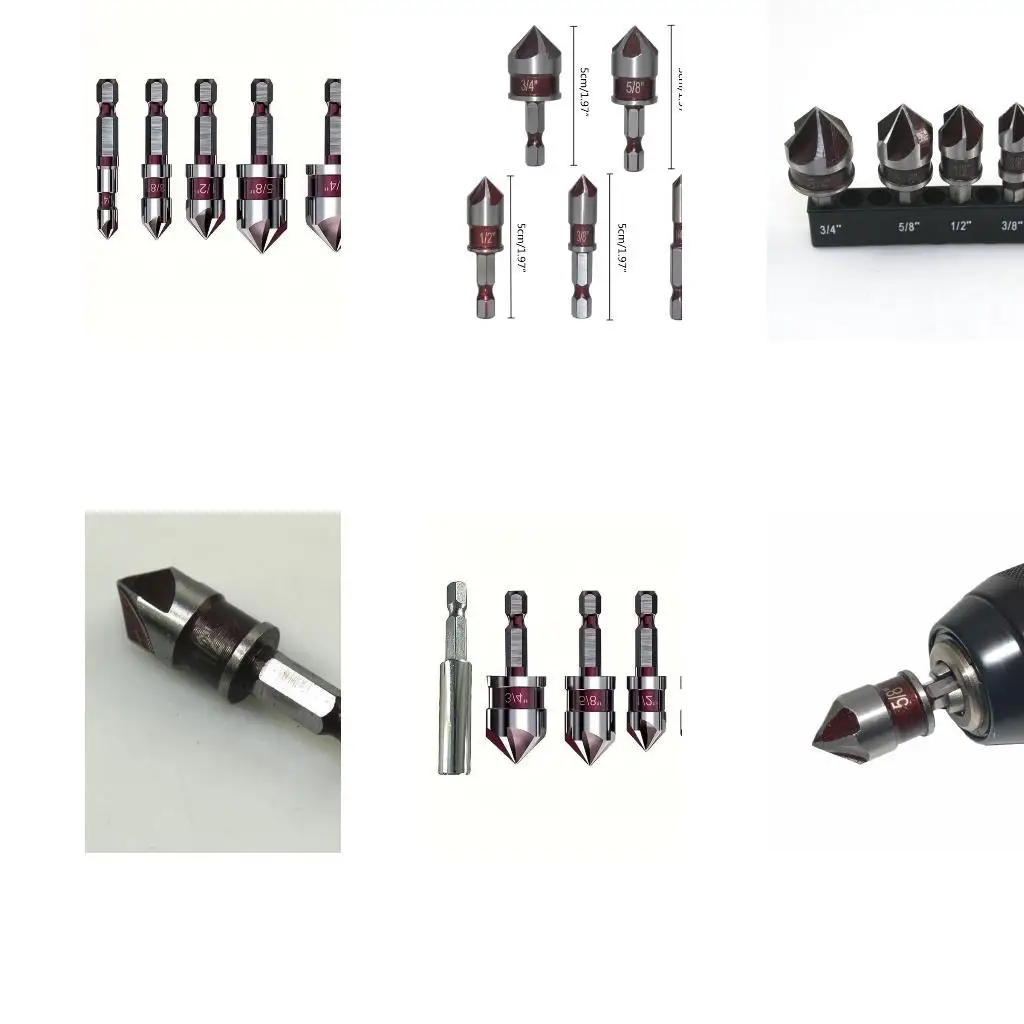 

Y1UD Countersink Drill Bits Set 5 Flute 82 Degree Hexagonal Shank For Metal Plastic