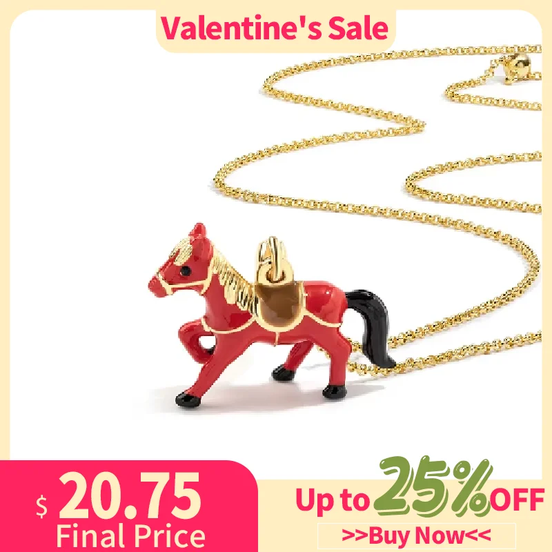 

Juicy Grape Red Horse Pendant Necklace Enamel Sweater Chain Keychain Delicate Fashion Accessory for Friends 2026 Trend Gifts