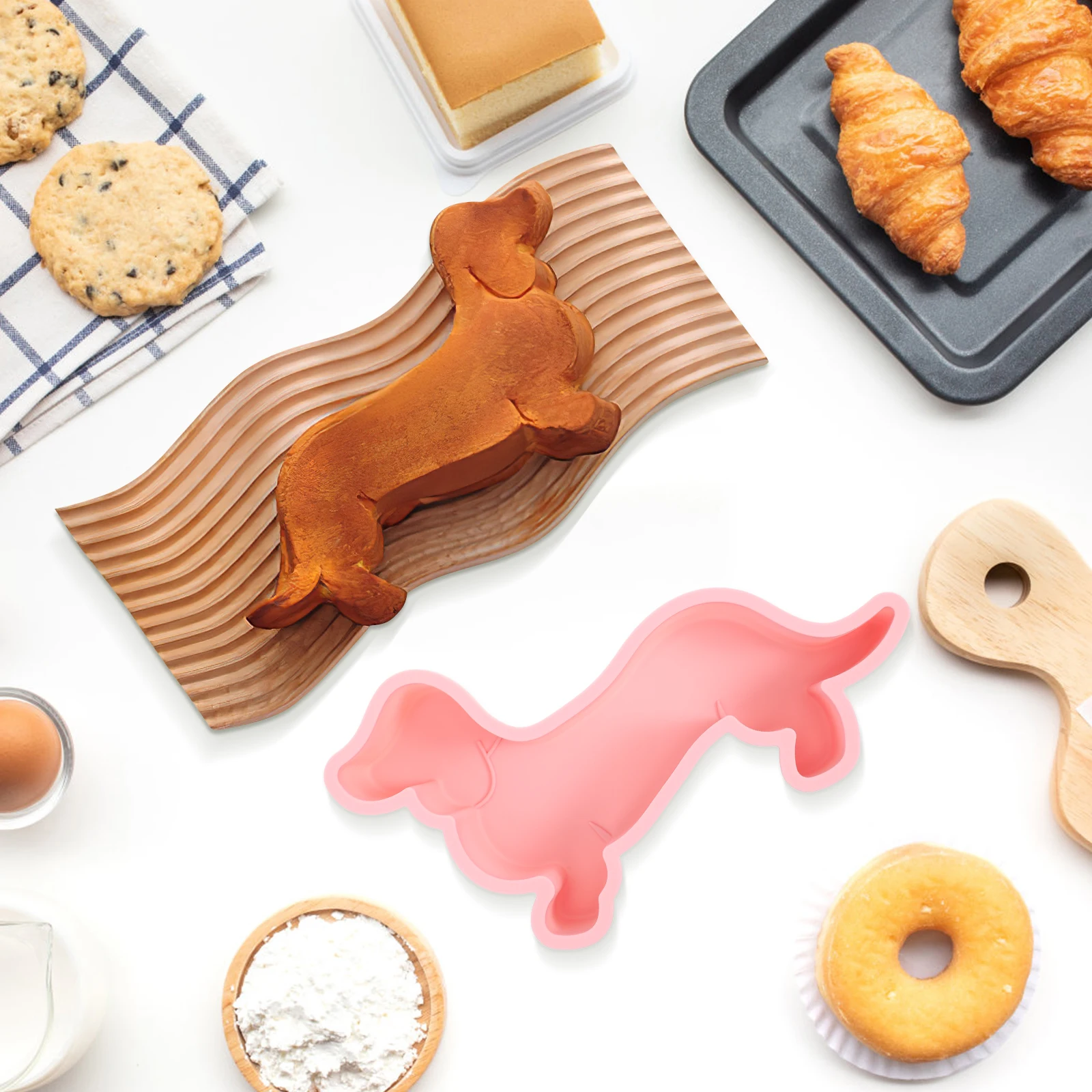 

2Pcs Dachshund Shape Non-stick Chocolate Candy Cake Silicone Cookie Mold Tools Pink Cute Non-Stick Silicone Mold Blue