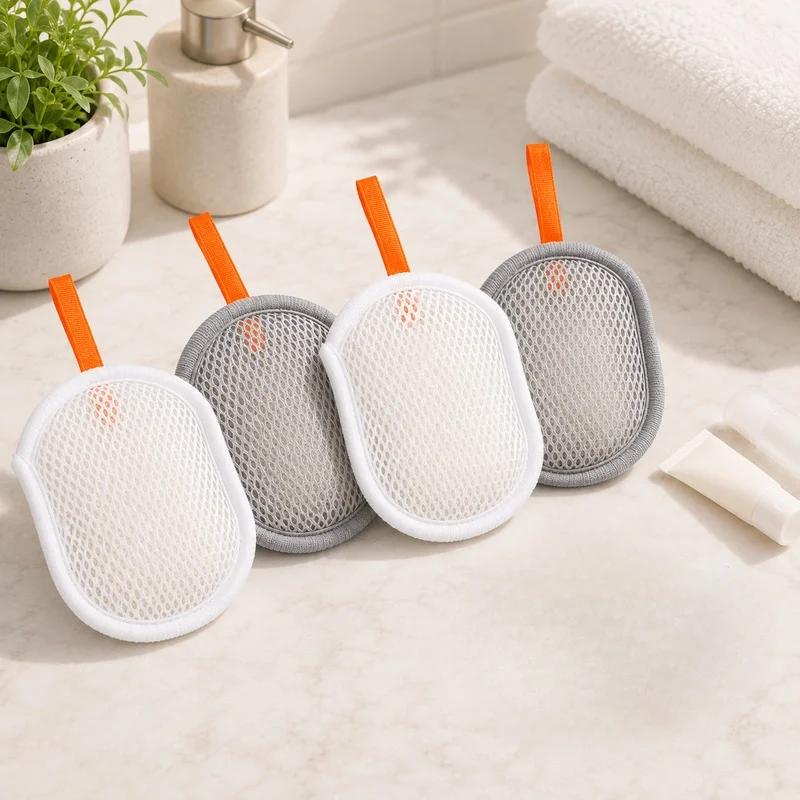 2Pcs Soap Saver Bag with Hanging Rope Soft Foaming Mesh Pouch Quick Foam Shower Storage Net Bag Bathroom Essential