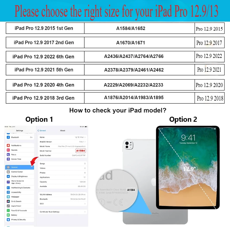 Y-Fold Stand Case For iPad Pro 12.9 Cover 2015/2017 A1671 A1584 A1652,Slim Translucent Hard Cover,Magnetic,Auto Wake/Sleep funda
