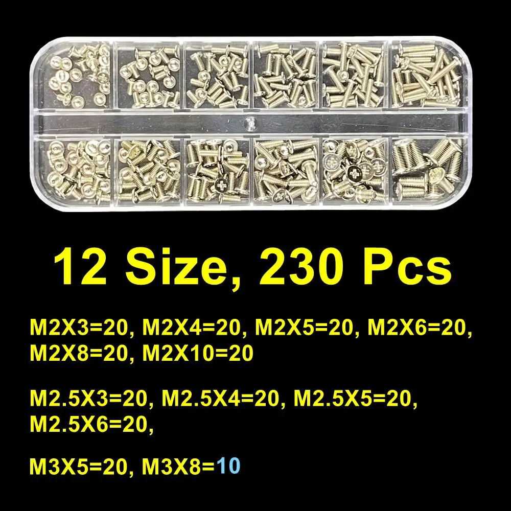 230/500/900 Stuks Laptop NoteBook Computer Schroef Bolt M2 M2.5 M3 Phillips Cross Ultra Dunne Platte Wafer hoofd Mix Assortiment Kit