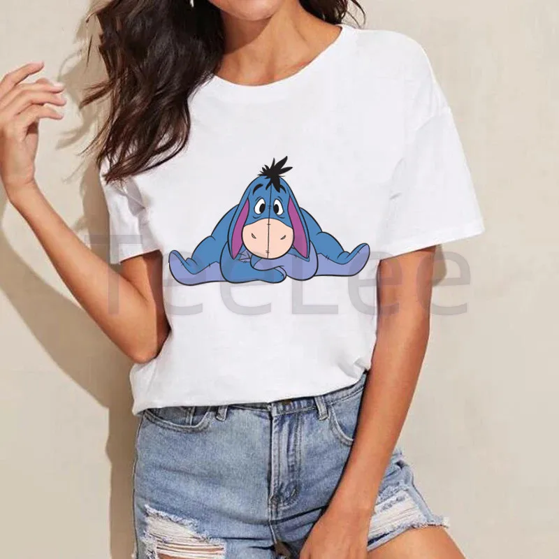 Eeyore Tshirt Women Donkey T-shirt Female Aesthetic Daily Casual Tops Tshirt Printing Summer Graphic T-shirt Women Clothing