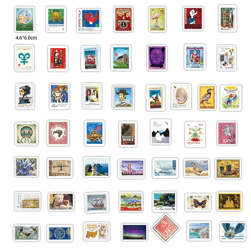 2Sets=100Pcs Colorful Stamp Stickers Water Cup Helmet Notebook Waterproof Stickers